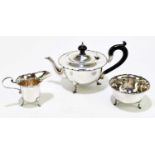 ADIE BROS; a George V hallmarked silver three piece bachelor's tea service, gross weight 13ozt/