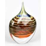 † PETER LAYTON (born 1937); a contemporary Art Glass vase of ovoid form with internal linear