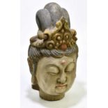 A Gupta schist carving of the head of a Bodhisattva, height 39cm.