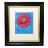 † KELLY JANE; pastel, a stylised flower, signed lower right, 19 x 22cm, framed and glazed.