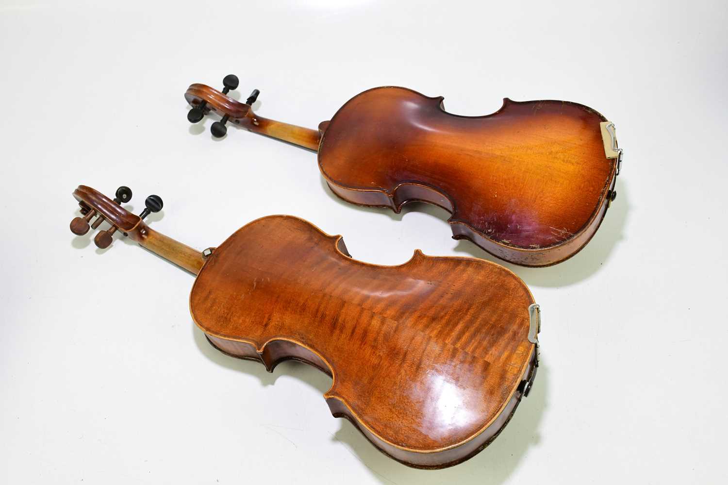 A full size German violin, Stradivarius copy, with two-piece back, length 35.5cm, with another - Image 3 of 3