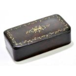 A papier-mâché inlaid table snuff box.