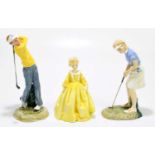 ROYAL DOULTON; three figures, to include 'Winning Putt' HN3279, 'Teeing Off' HN3276, and '
