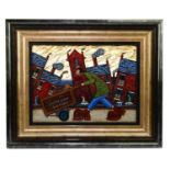 ALBERT BARLOW (born 1944); acrylic on board, 'Reg the Ragman', 29 x 39cm, framed and glazed.
