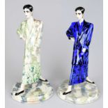 ROGER MICHELL FOR DENNIS CHINAWORKS; two Art Deco style ceramic figures modelled as maidens in