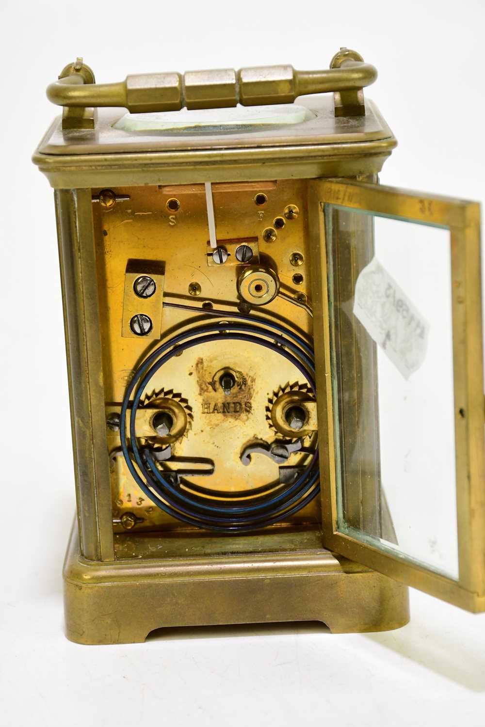 J.W. BENSON, LUDGATE HILL LONDON; a 19th century carriage clock with swing handle, the enamelled - Image 4 of 5