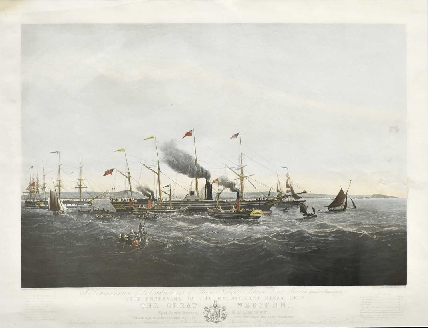 JOSEPH WALTER; a 19th century engraving, 'The Steam Ship, The Great Western Taking Her Departure - Image 2 of 4