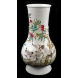 A Chinese Republic period large porcelain vase decorated with cranes and peaches, unmarked, height