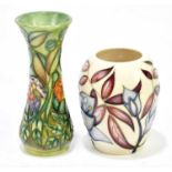 SALLY TUFFIN FOR MOORCROFT; a small waisted vase decorated in the 'Rainforest' pattern, height 13cm,