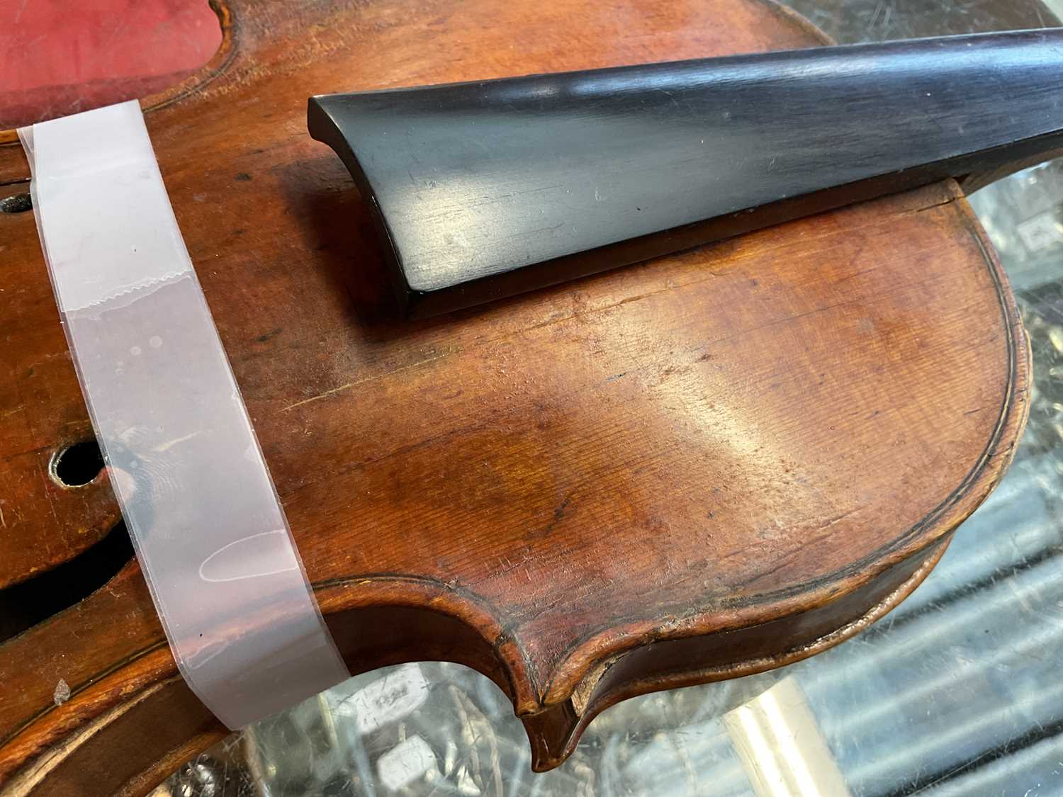 A full size violin for restoration, probably French, with one-piece back, length 35.5cm.Condition - Image 10 of 13