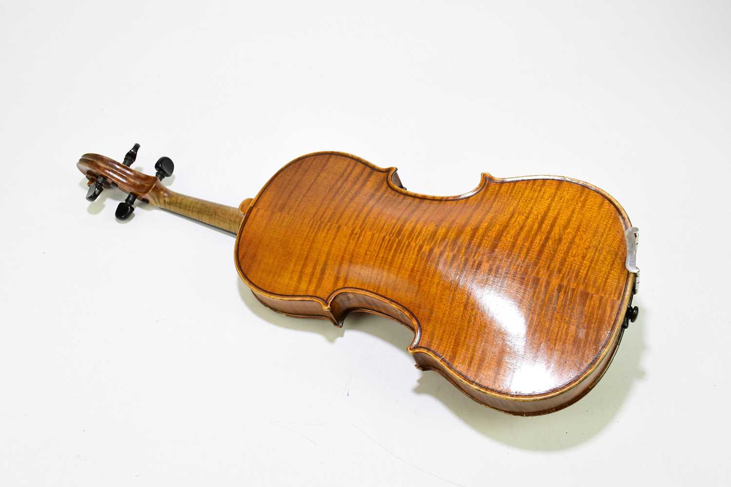 WOLFF BROS; a full size violin with two-piece back, length 35.6cm, cased with two bows. - Image 7 of 8