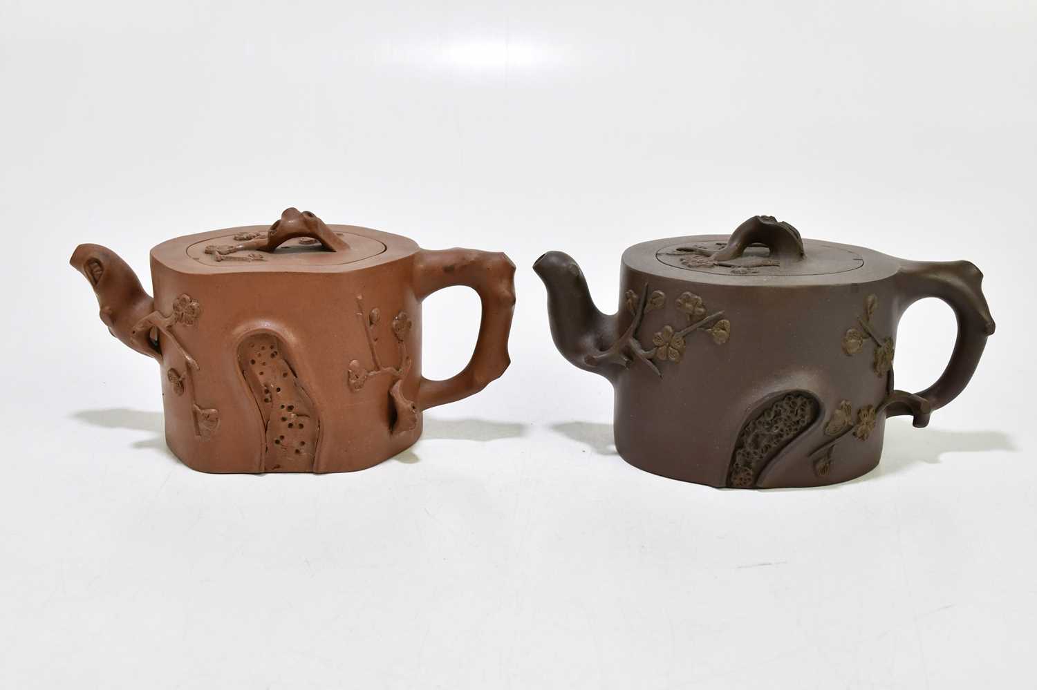 Four Chinese redware Yixing teapots and covers, with naturalistic detailing, the tallest 9.5cm (4) - Image 2 of 11