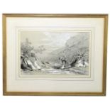 EDWARD LEAR (1812-1888); pencil drawing hightened in white, 'Coast between Amalfi and Positano',