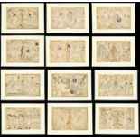 A set of twelve Indian Bundi drawings, each 57 x 40cm, all unframed.