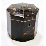 X An early 19th century tortoiseshell tea caddy, height 10cm. Sold with CITES submission PSPRYA8J