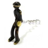 A novelty bronze and steel corkscrew modelled as male figure, length 9.5cm.