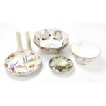 A group of English ceramics with an Oriental theme, including a pair of Royal Worcester spill