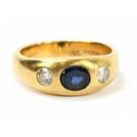 CARTIER; an 18ct yellow gold diamond and sapphire dress ring, approx size O, approx weight 8.8g.