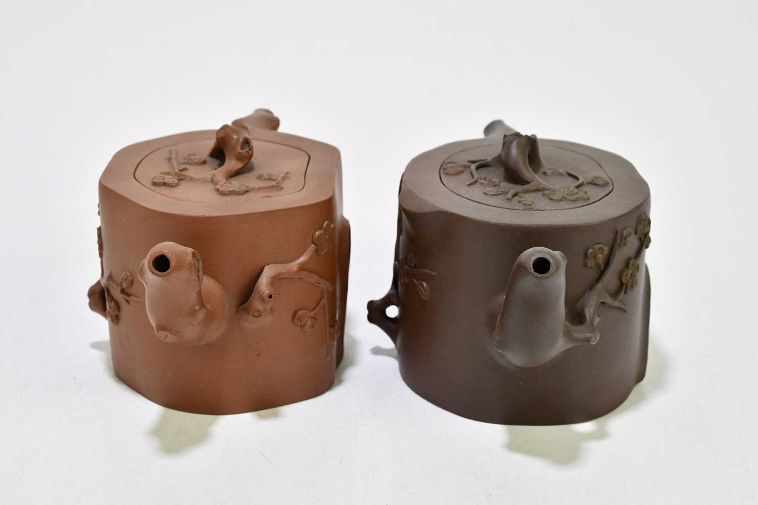 Four Chinese redware Yixing teapots and covers, with naturalistic detailing, the tallest 9.5cm (4) - Image 3 of 11