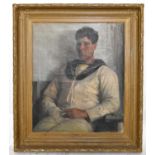 † FRANCES EWAN; oil on canvas, portrait of sailor, signed lower right, 75 x 90cm, framed.Condition