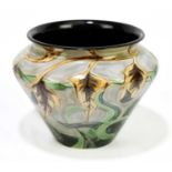 COBRIDGE STONEWARE; a limited edition vase of conical form decorated with frogs and floral sprays,