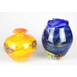 † NORMAN STUART CLARKE; two contemporary Art Glass vases, including a squat example with flared