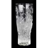 LALIQUE, FRANCE; a contemporary clear and frosted glass vase, 'Elfes', signed to the underside,