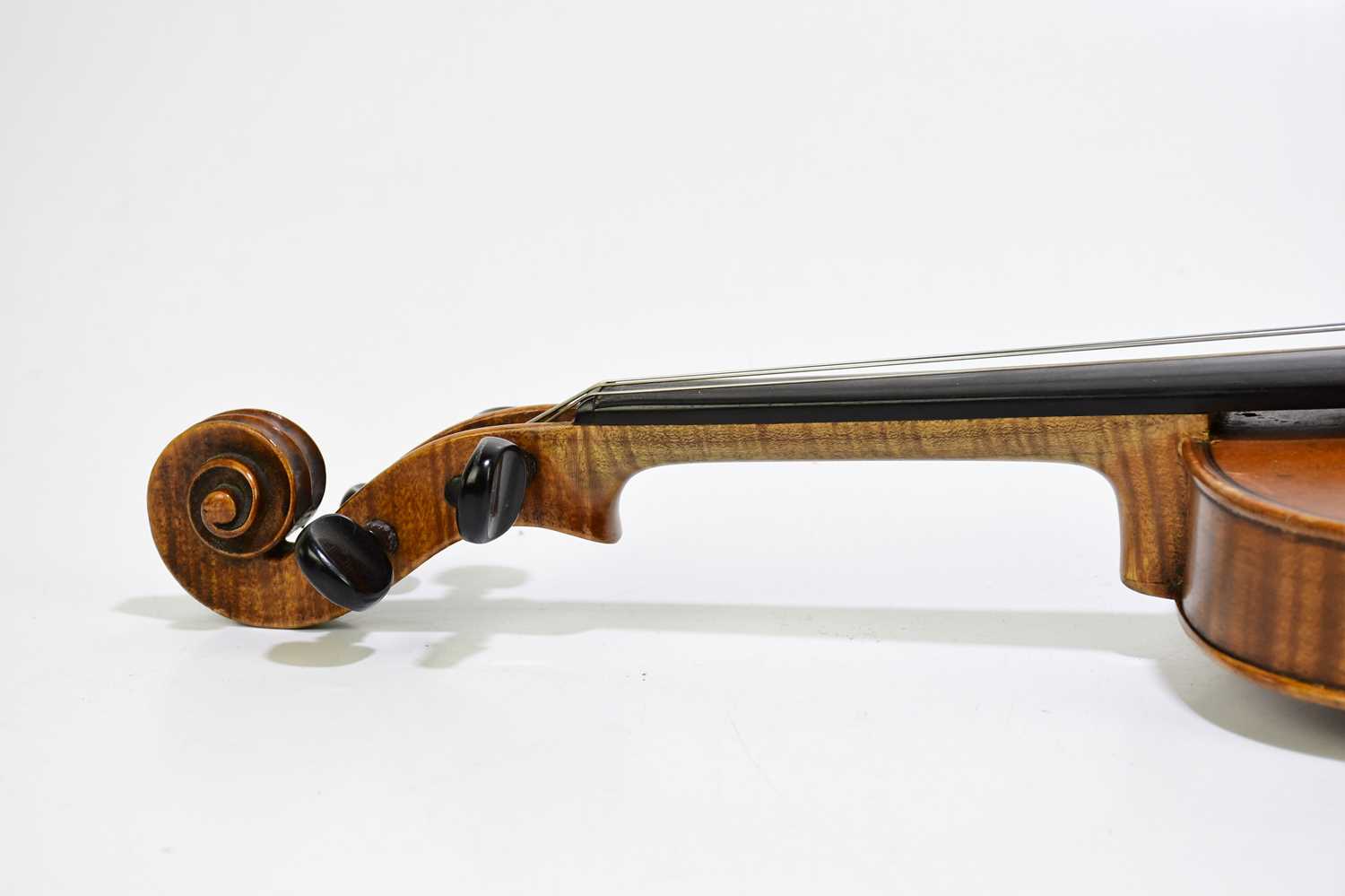 WOLFF BROS; a full size violin with two-piece back, length 35.6cm, cased with two bows. - Image 5 of 8
