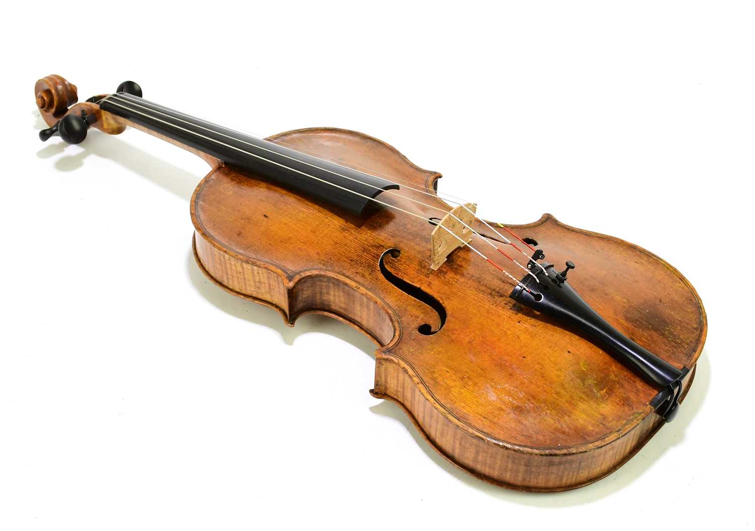 A full size violin, probably French, with one-piece back, length 35.5cm, unlabelled.Condition