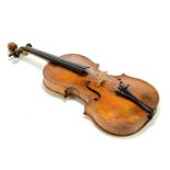 A full size violin, probably French, with one-piece back, length 35.5cm, unlabelled.Condition