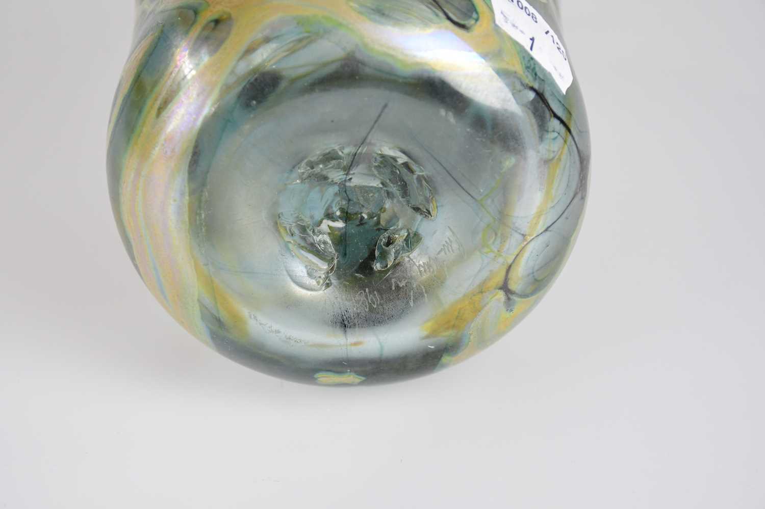 † Attributed to Peter Layton; contemporary Art Glass vase decorated in iridescent stylised motifs, - Image 5 of 5