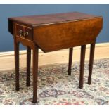 A 19th century mahogany Pembroke table, with drawer, on tapered legs, height 72cm, width 83cm.