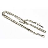 A hallmarked silver watch chain, with pocket watch key, length 39cm, approx weight 1.75ozt/54g.