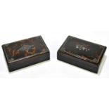 Two 19th century inlaid snuff boxes.