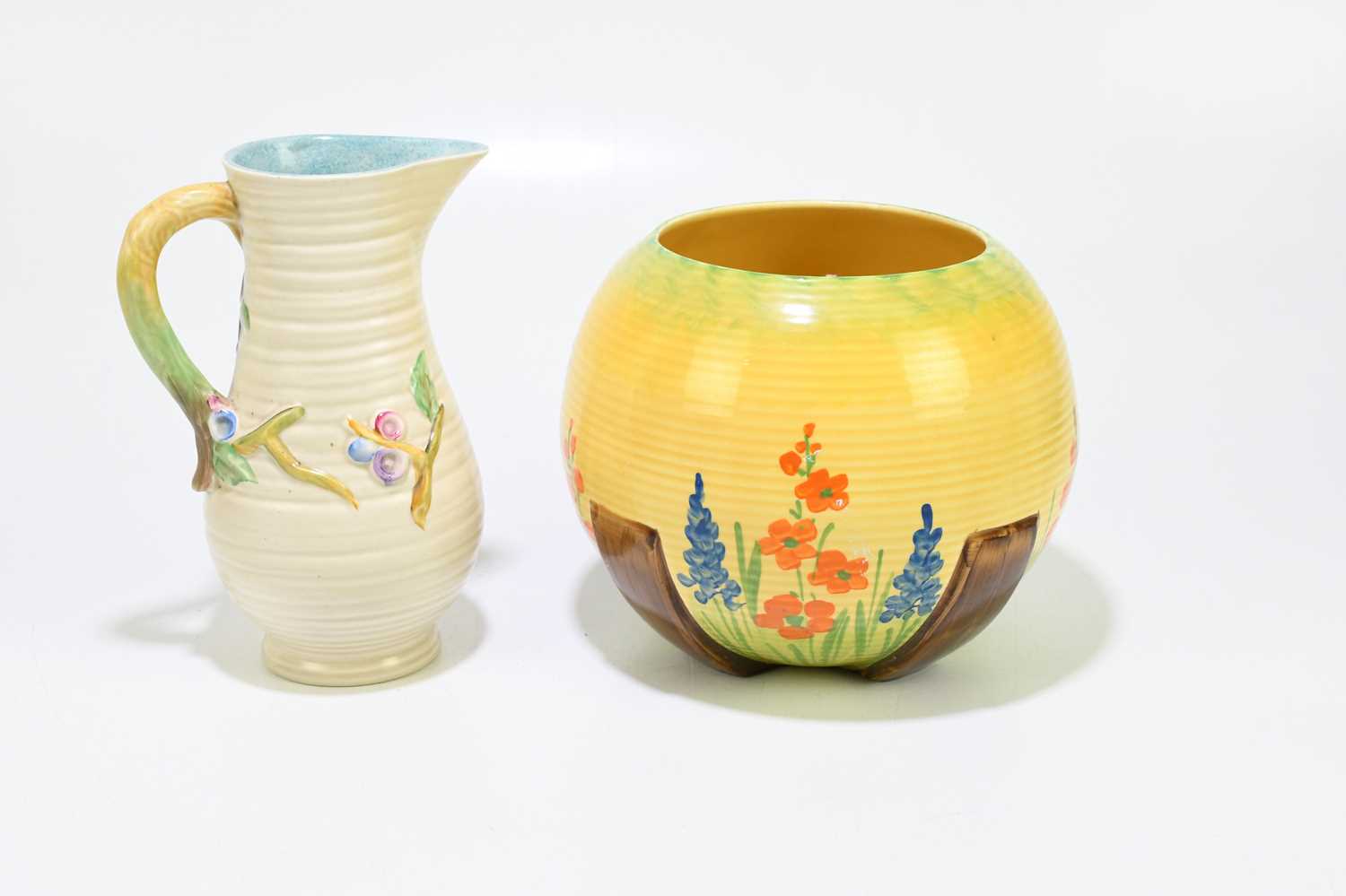 MYOTT & SONS; an Art Deco vase with hand painted floral decoration, height 17cm, together with a - Image 2 of 4