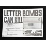 NORTHERN IRELAND PROPAGANDA POSTER; 'LETTER BOMBS CAN KILL', an original public information poster