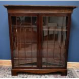 A large 19th century mahogany display cabinet with glazed doors, height 172cm, width 156cm, depth