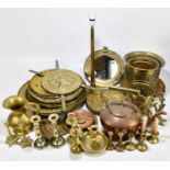 A selection of English and Continental brass and copperwares to include a large selection of
