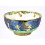 DAISY MAKEIG-JONES FOR WEDGWOOD; a Fairyland lustre footed bowl, in a Leapfrogging Elves design,