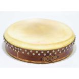 RODDY; a handmade bodhran, diameter 38cm.Condition Report: Minor scuffs throughout, the skin with