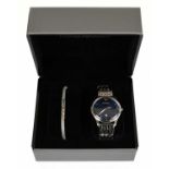 EMPORIO ARMANI; an unused traditional style gentleman’s stainless steel silver quartz analogue