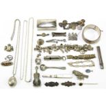 A quantity of assorted hallmarked silver white metal and silver plated costume jewellery to