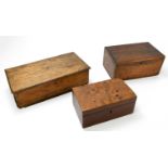 Three mahogany work boxes, largest 10 x 19 x 37cm.