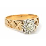 A 9ct yellow gold diamond ring, size M, approx weight 3.1g,