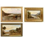 LATE 19TH CENTURY SCOTTISH SCHOOL; oil on canvas, Scottish river scene, unsigned, 19 x 29cm, framed,