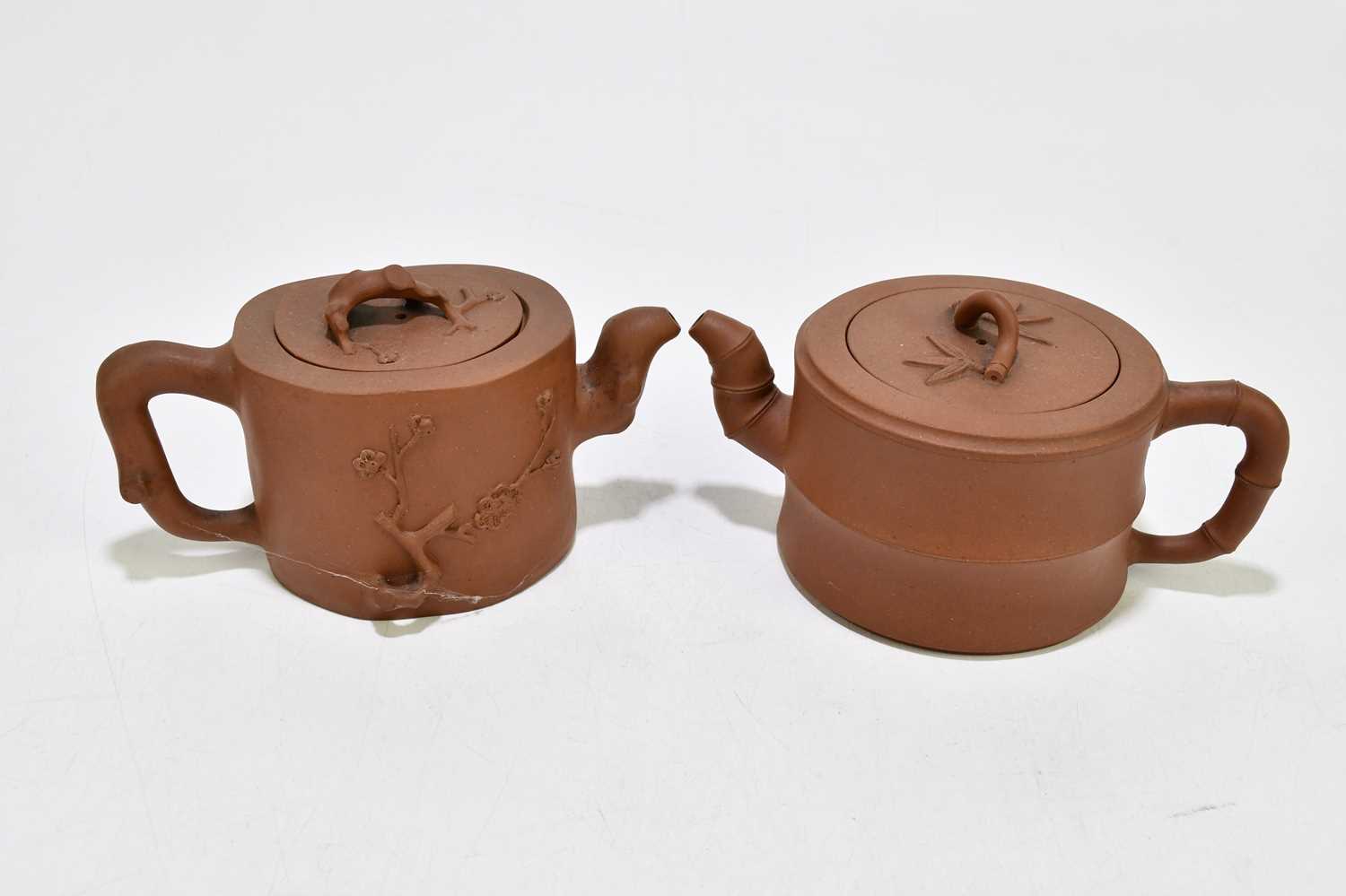 Four Chinese redware Yixing teapots and covers, with naturalistic detailing, the tallest 9.5cm (4) - Image 7 of 11