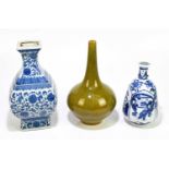 Three modern Chinese vases to include two blue and white examples, height of largest 27cm.
