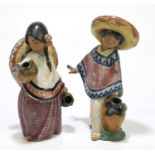 LLADRO; a pair of ceramic figures of a Mexican boy and girl, height of tallest 199cm (2).