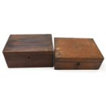 Two mahogany work boxes, largest 15cm (2).Condition Report: Both in need of restoration.