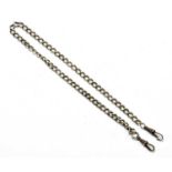 A hallmarked silver watch chain, length 47cm, approx weight 1.08ozt/33.6g.